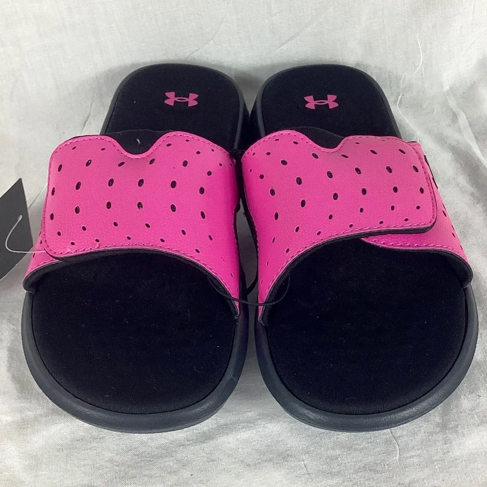 Under Armour. UA G Ignite Pro Sl Youth Slides Sandals Size 5Y Pink Black NEW